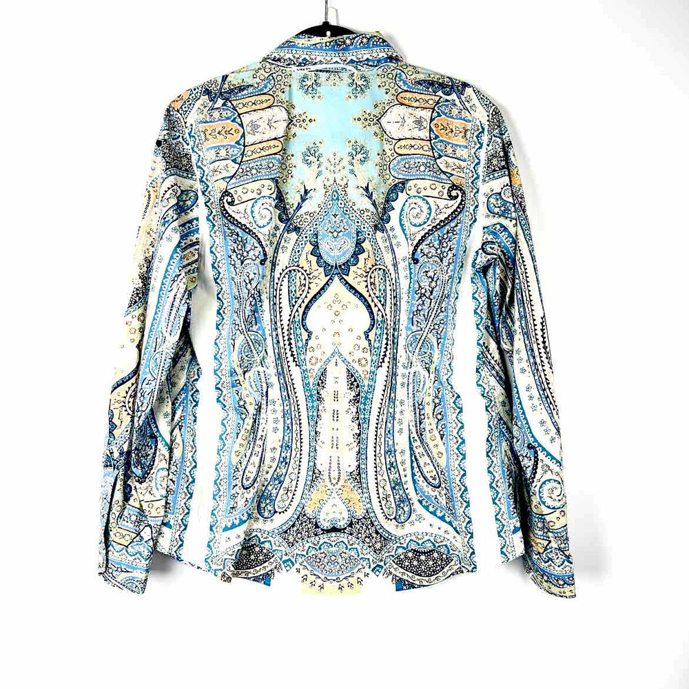 Simply Posh Consign Top Etro Paisely Shirt Womens Light Blue Peac Lt Blue h Cotton Size M