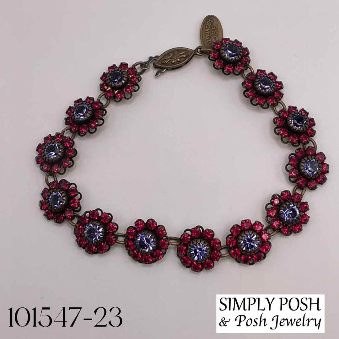 simplyposhconsign Bracelet CRYSTAL RED & PURPLE  FLOWER BRACELET