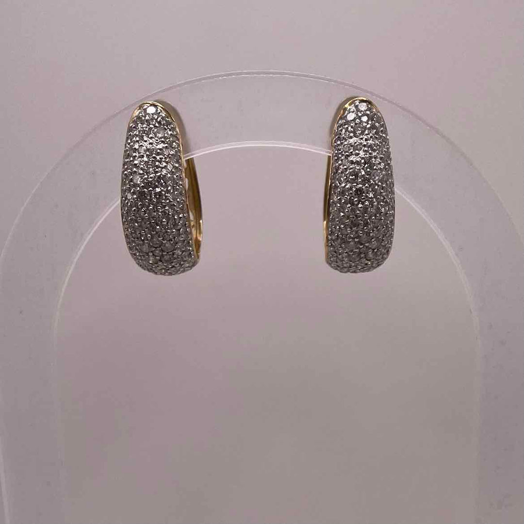 simplyposhconsign Earrings 14KY YELLOW GOLD DIAMOND PAVE EARRINGS