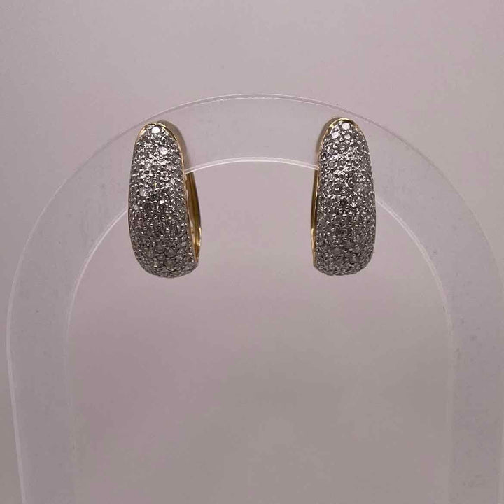 simplyposhconsign Earrings 14KY YELLOW GOLD DIAMOND PAVE EARRINGS