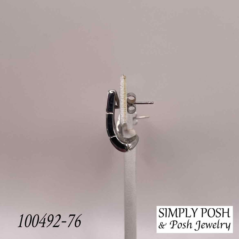 simplyposhconsign Earrings 18KT WHITE GOLD MODERN SQUARE WITH DIAMOND EARRINGS