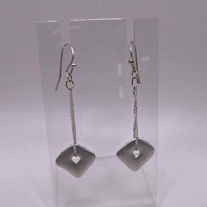 simplyposhconsign Earrings STERLING SILVER SQUARE DROP EARRINGS