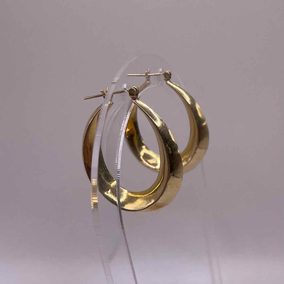 simplyposhconsign Earrings Vintage 14K Yellow Gold Hoop Earrings - Classic and Timeless Jewelry