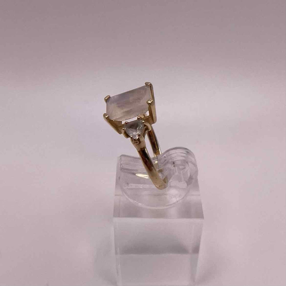 simplyposhconsign Jewelry 14 KY EMERALD CUT MOONSTONE SOLITARE