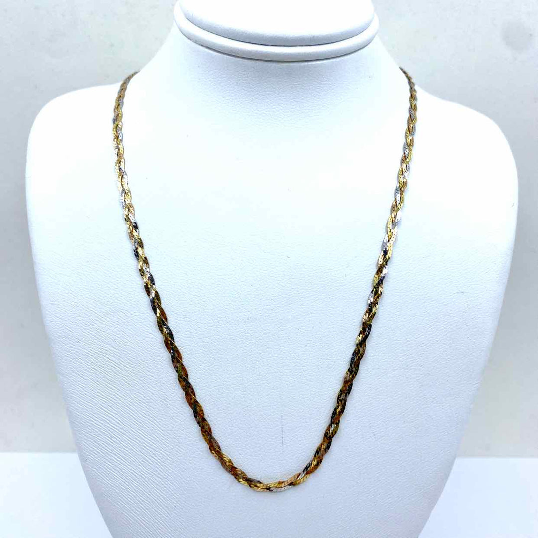 simplyposhconsign Necklace 14K Yellow & White Gold 16" Woven Chain Necklace