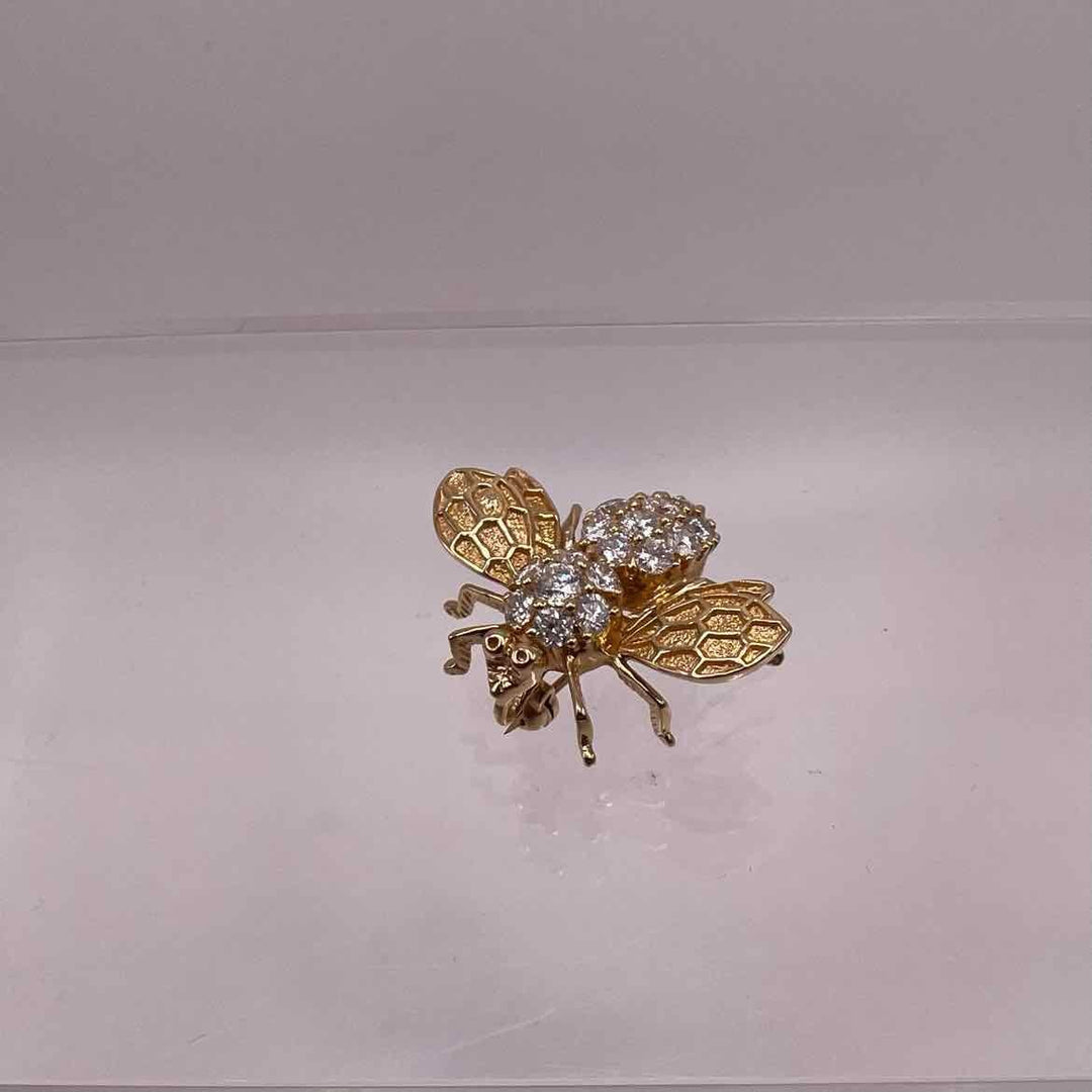 simplyposhconsign Pin 14KY YELLOW GOLD BEE WITH 1.8tcw DIAMONDS