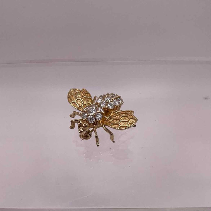simplyposhconsign Pin 14KY YELLOW GOLD BEE WITH 1.8tcw DIAMONDS