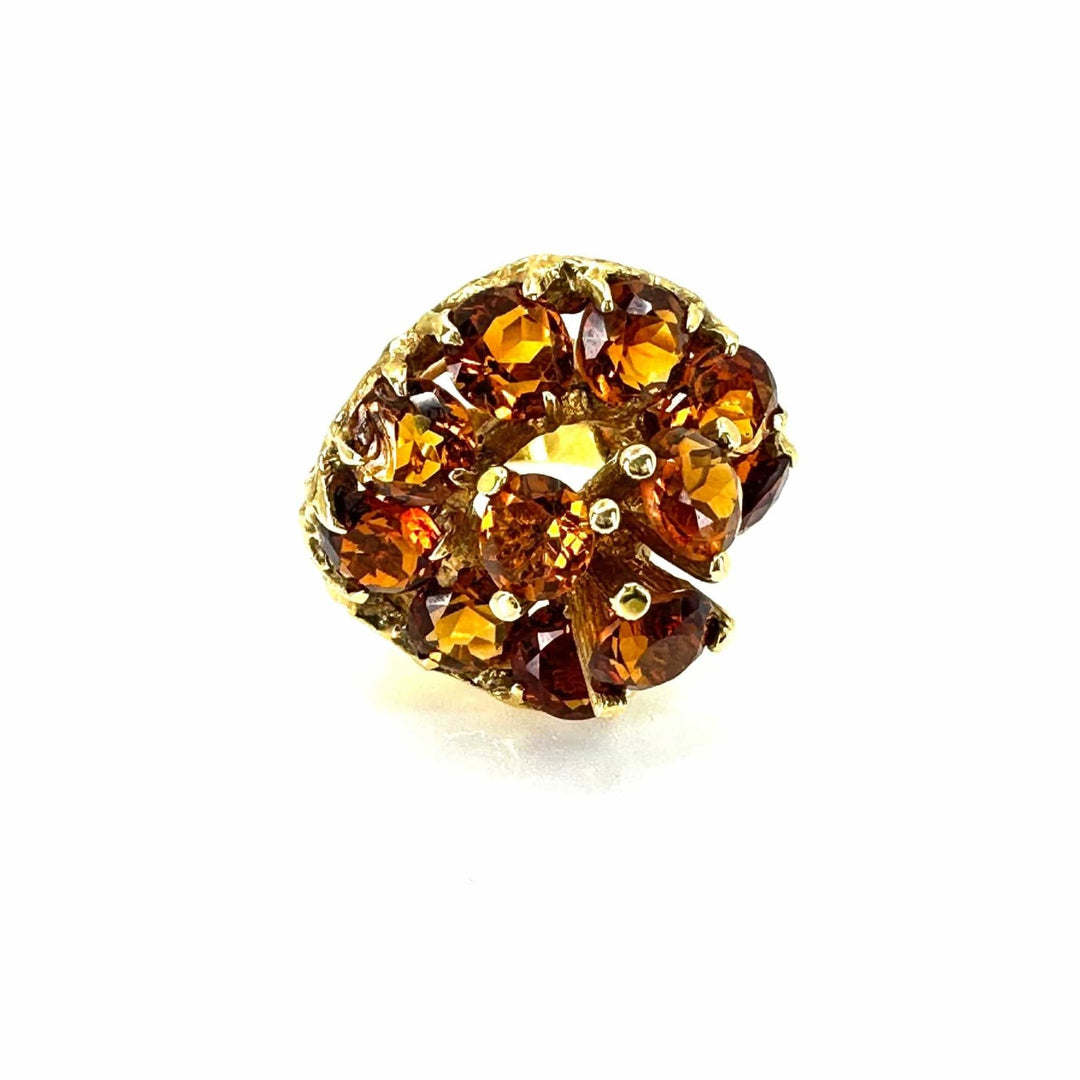 simplyposhconsign Ring 14K Gold Fill CITRINE SPIRAL DRAMATIC COCKTAIL RING Size 6.5