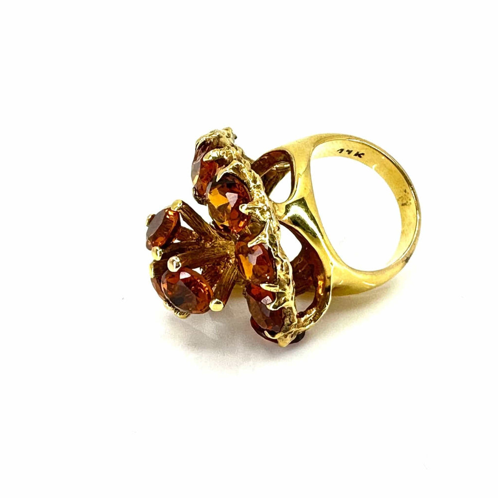 simplyposhconsign Ring 14K Gold Fill CITRINE SPIRAL DRAMATIC COCKTAIL RING Size 6.5