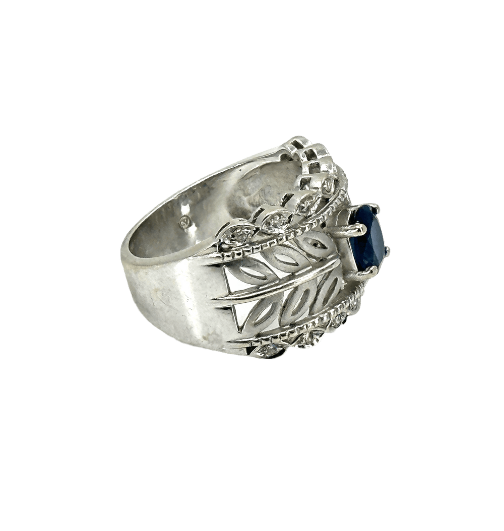 simplyposhconsign Ring 14K White Gold DIAMOND & Blue SAPPHIRE LEVIAN Women's RING Size 7