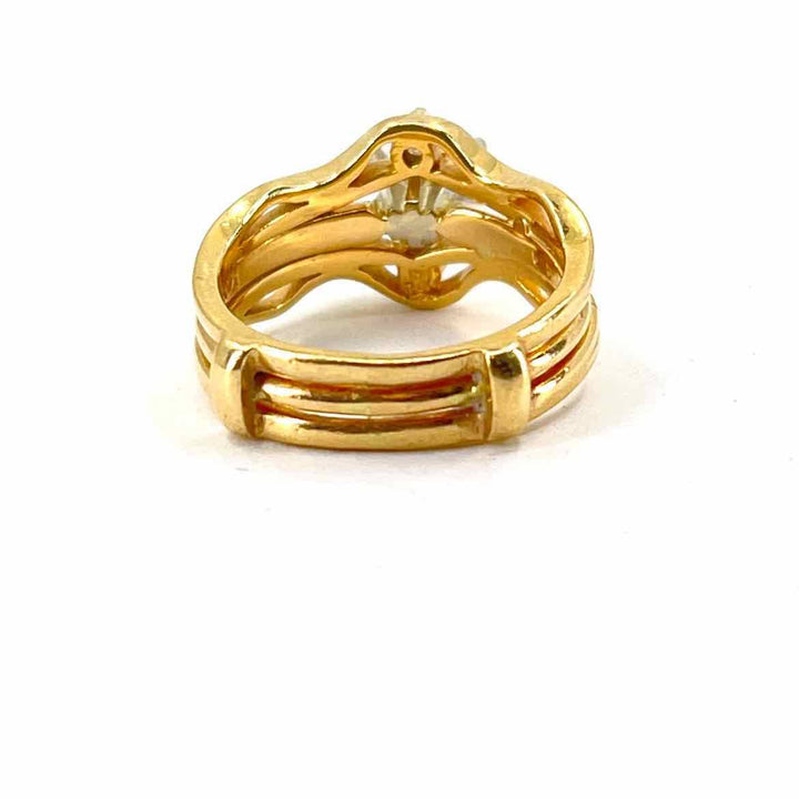 simplyposhconsign Ring 14K YELLOW GOLD CAST DIAMOND SOLITAIRE RING Size 5