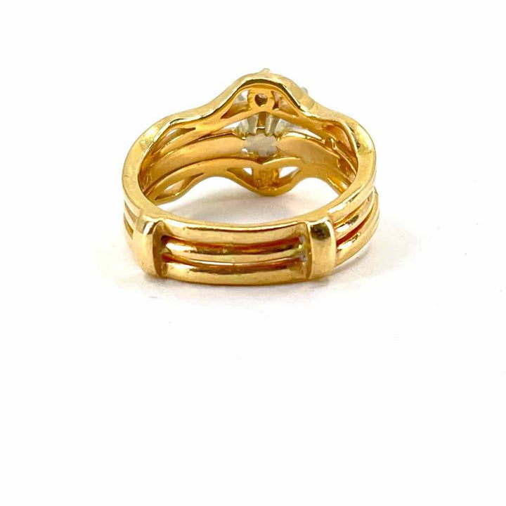 simplyposhconsign Ring 14KY YELLOW GOLD CAST DIAMOND SOLITAIRE RING Size 5