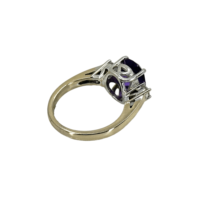 simplyposhconsign Ring 18K WHITE GOLD AMETHYST & DIAMOND Woman's RING Size 6