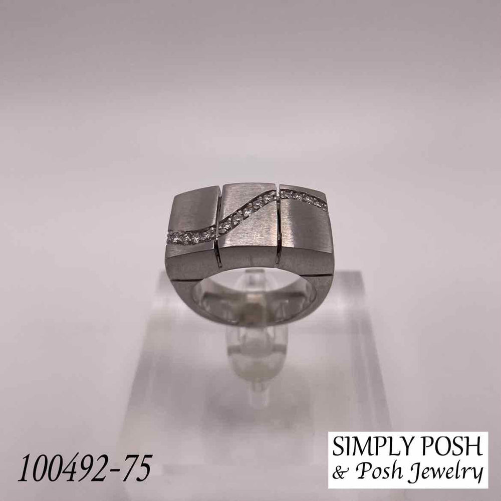 simplyposhconsign Ring 18K White Gold Diamond Square Ring - Womens Size 7