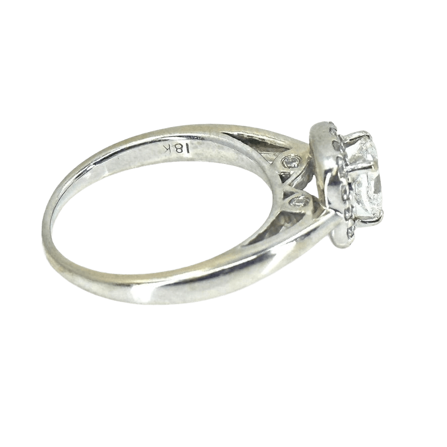 simplyposhconsign Ring 18K White Gold Princess Cut Diamond Ring - 078ct Cushion Set - Womens Size 7