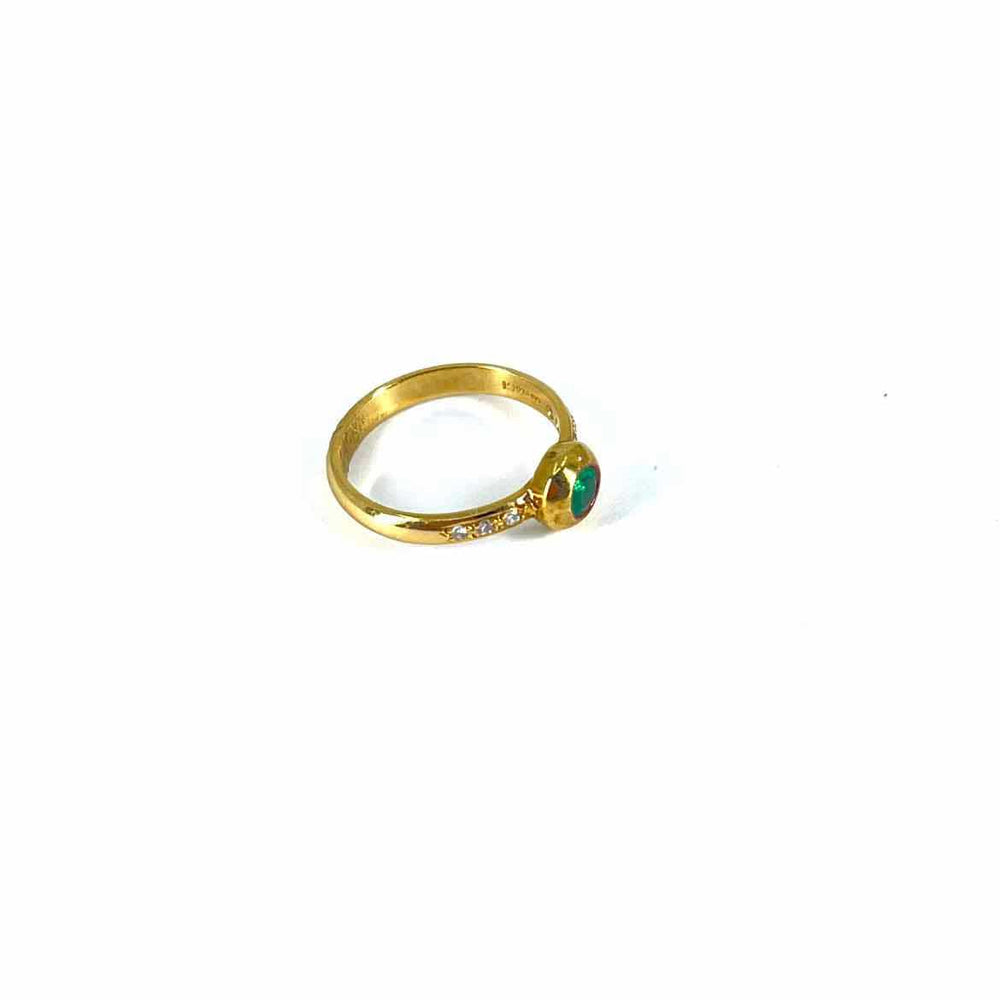simplyposhconsign Ring 18KY YELLOW GOLD EMERALD & DIAMOND STACKING RING