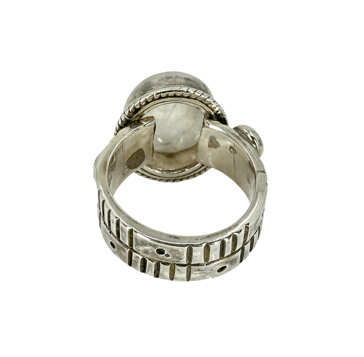 simplyposhconsign Ring Moonstone  Garnet Sterling Silver Women's Ring - Size 9  Natural Gemstone