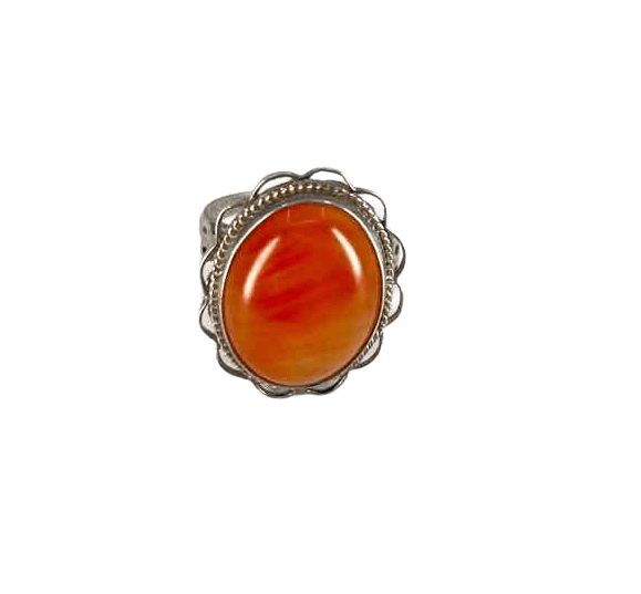 simplyposhconsign Ring Vintage 925 Sterling Silver Carnelian Ring - Womens Size 5 - Elegant and Timeless