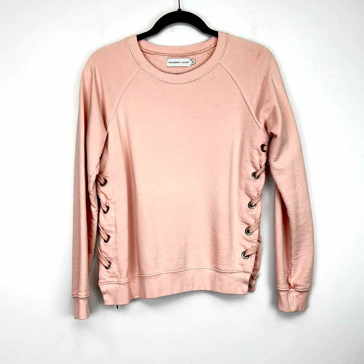 SINCERELY JULES Top Pink / M SINCERELY JULES Long Sleeve Lace-up Women's Tops Women Size M Pink Top