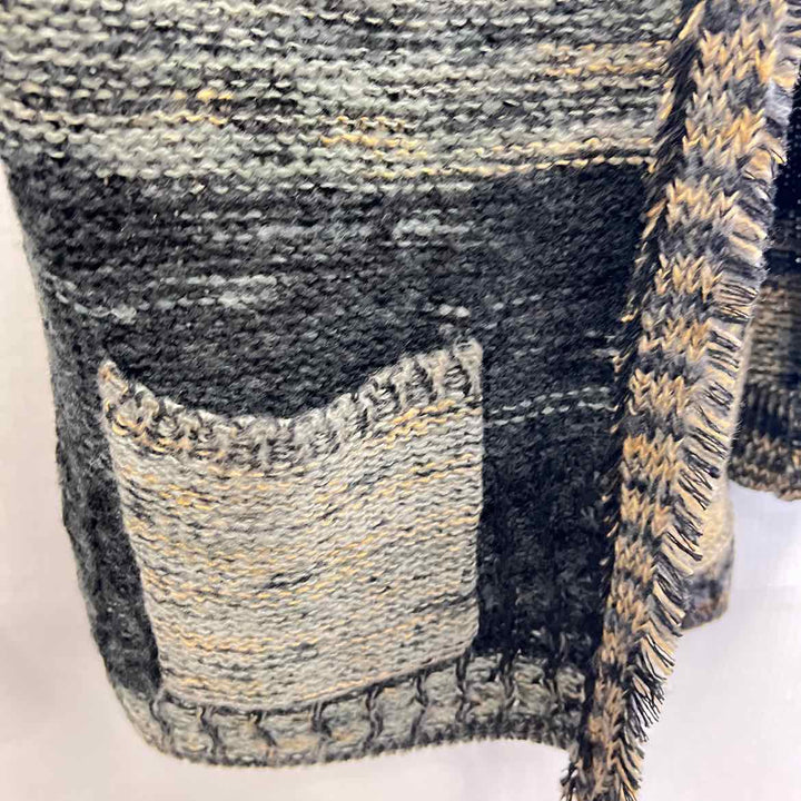 SISTERS Shrug BLUE & MULTICOLOR / M SISTERS Knit Fringe Women's Sweaters Women Size M BLUE & MULTICOLOR Shrug