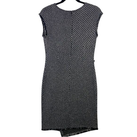 St. John 6 / Black / Wool Blend St. John Black & White Textured Asymmetrical Wool Blend Womens Dress Size 6