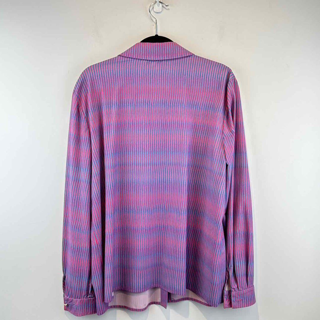 ST. JOHN Blouse Pink & Blue / 14 ST. JOHN LONGSLEEVE Abstract Lines Women's Women Size 14 Pink & Blue Blouse