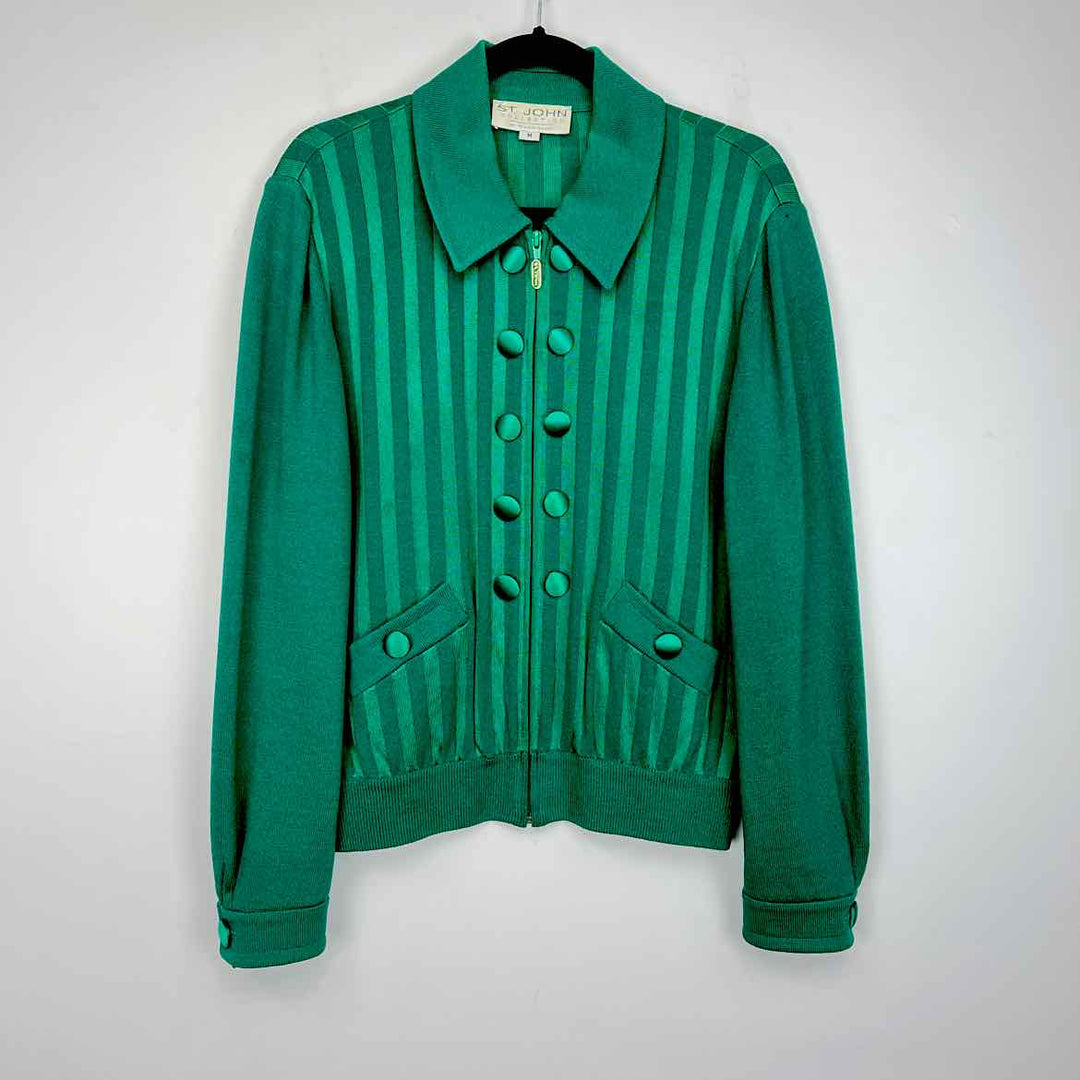 ST JOHN Jacket Green / M ST JOHN Knit Solid Women's Jackets & Coats Women Size M Green Jacket