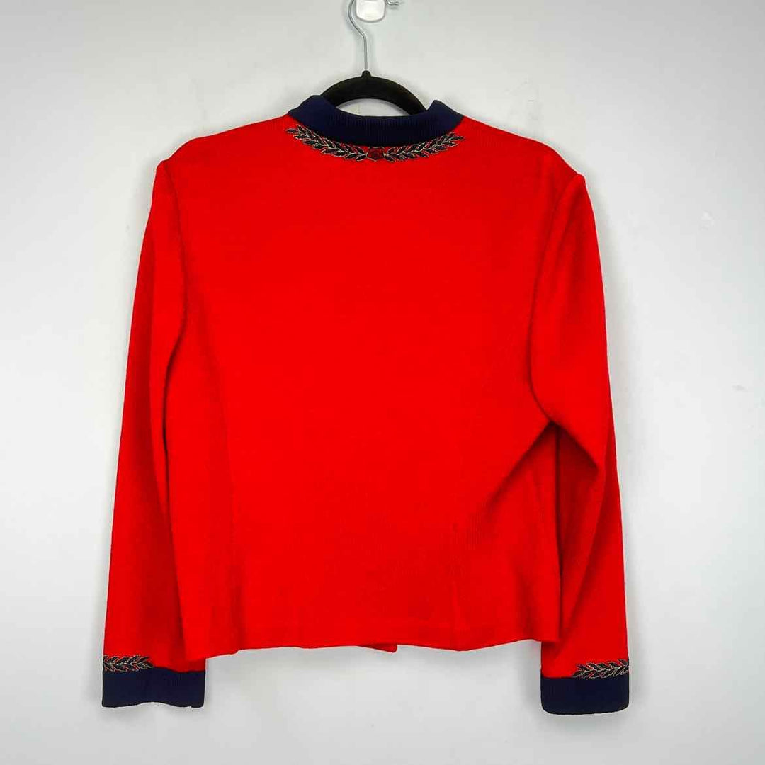 ST JOHN Jacket RED & NAVY / 12 ST JOHN Knit Solid Women's Jackets & Coats Women Size 12 RED & NAVY Jacket