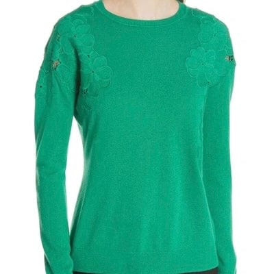 TED BAKER Sweater Green / 1 Ted Baker Yizelda Lae Shoulder Women's Sweater in Bright Green - Size 1
