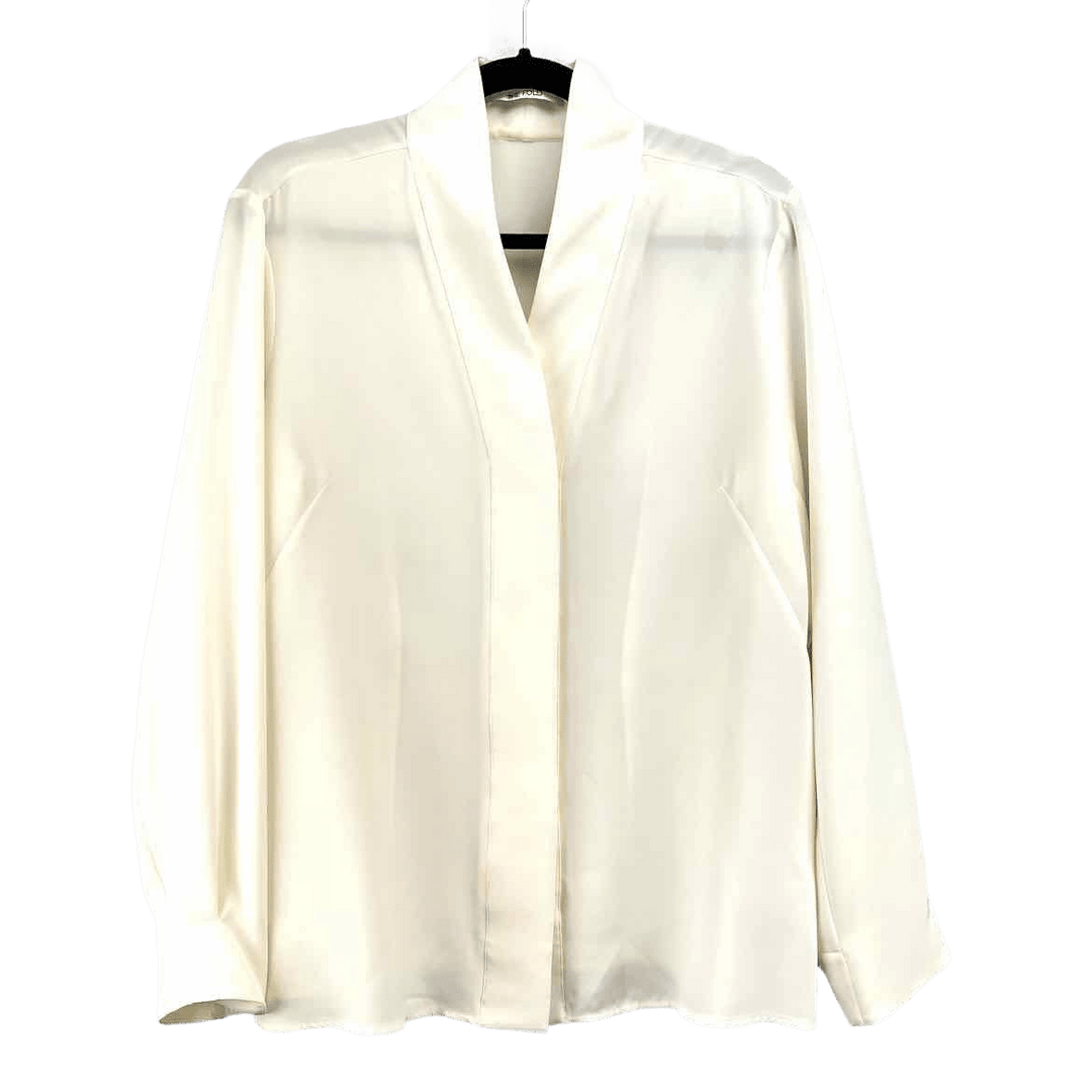 The Fold Jacket Cream / 10 Womens Cream Jacket Long Sleeve Button Down Size 10 - Elegant and Versatile