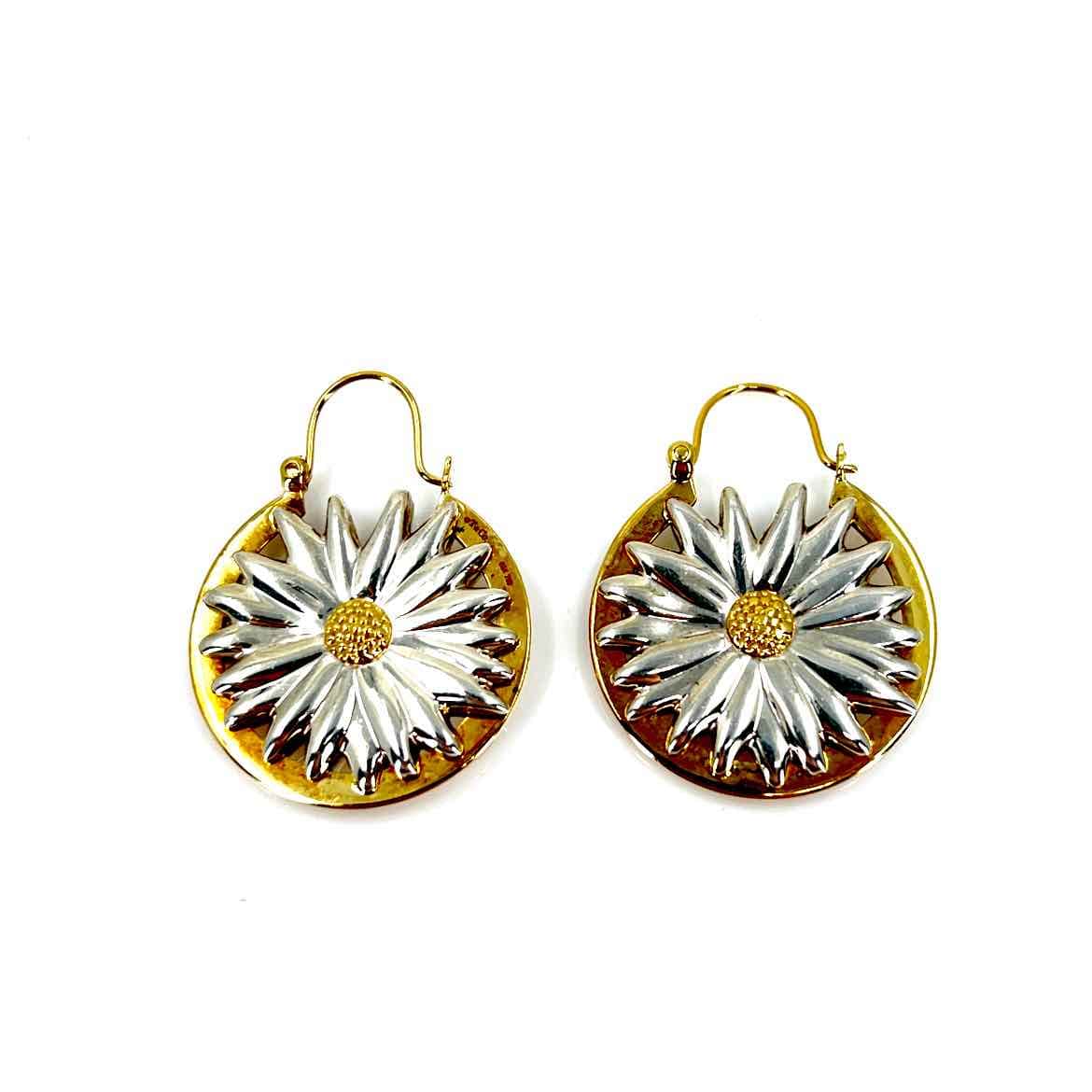 tiffany sterling silver 18ky sunflower earrings
