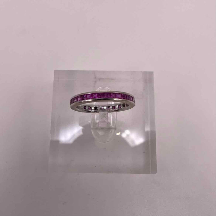 unbranded Ring 14K  WHITE GOLD RUBY ETERNITY BAND Womerns Size 6