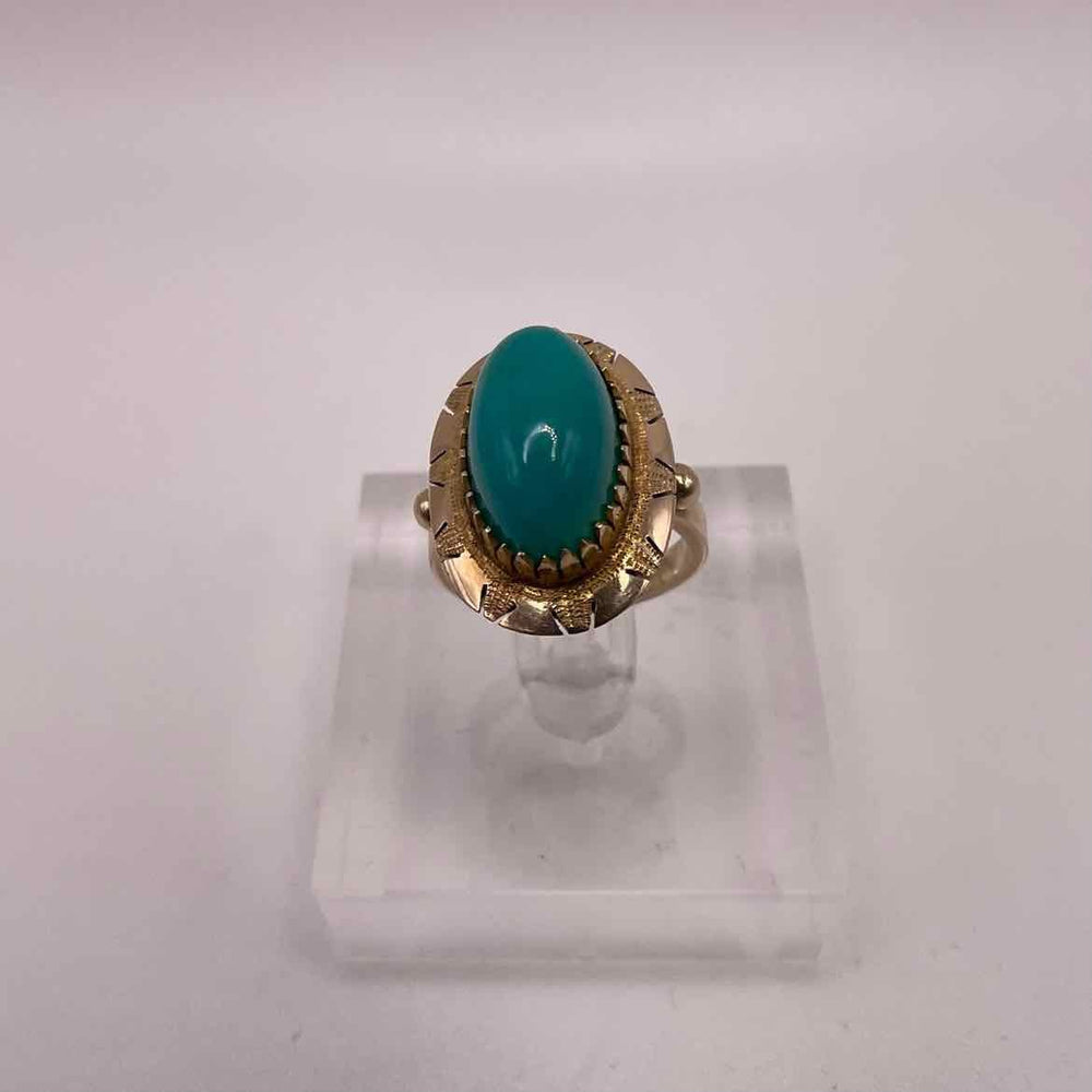 unbranded Ring 14K YELLOW GOLD CHRYSOCOLLA  RING Womens Size 7