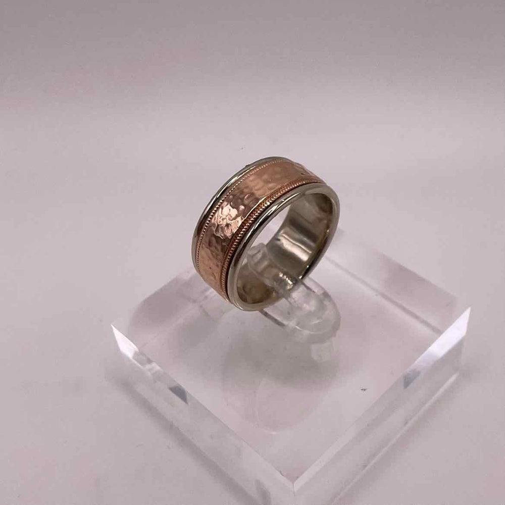unbranded Ring 14KTT "Gelin Abaci" 8.7mm HAMMERED BAND RING Mens Size 7.5