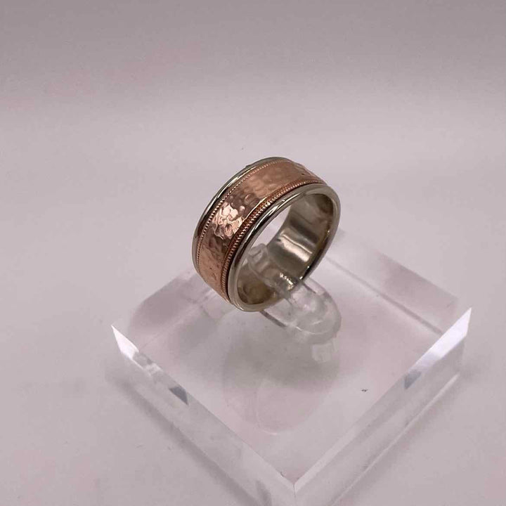 unbranded Ring 14KTT "Gelin Abaci" 8.7mm HAMMERED BAND RING Mens Size 7.5