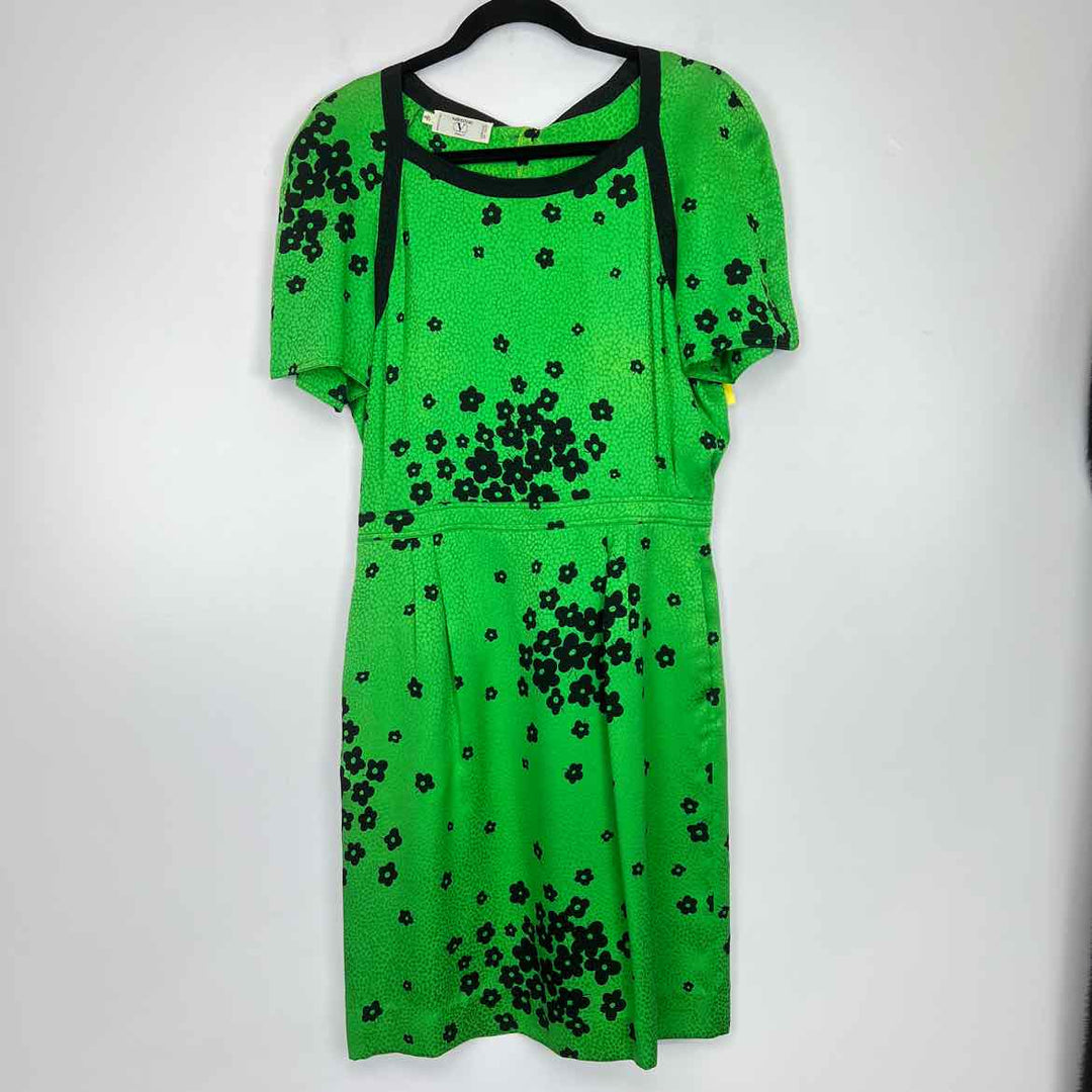 VALENTINO Dress Green & Black / 8 VALENTINO Silk Floral Women's Women Size 8 Green & Black Dress