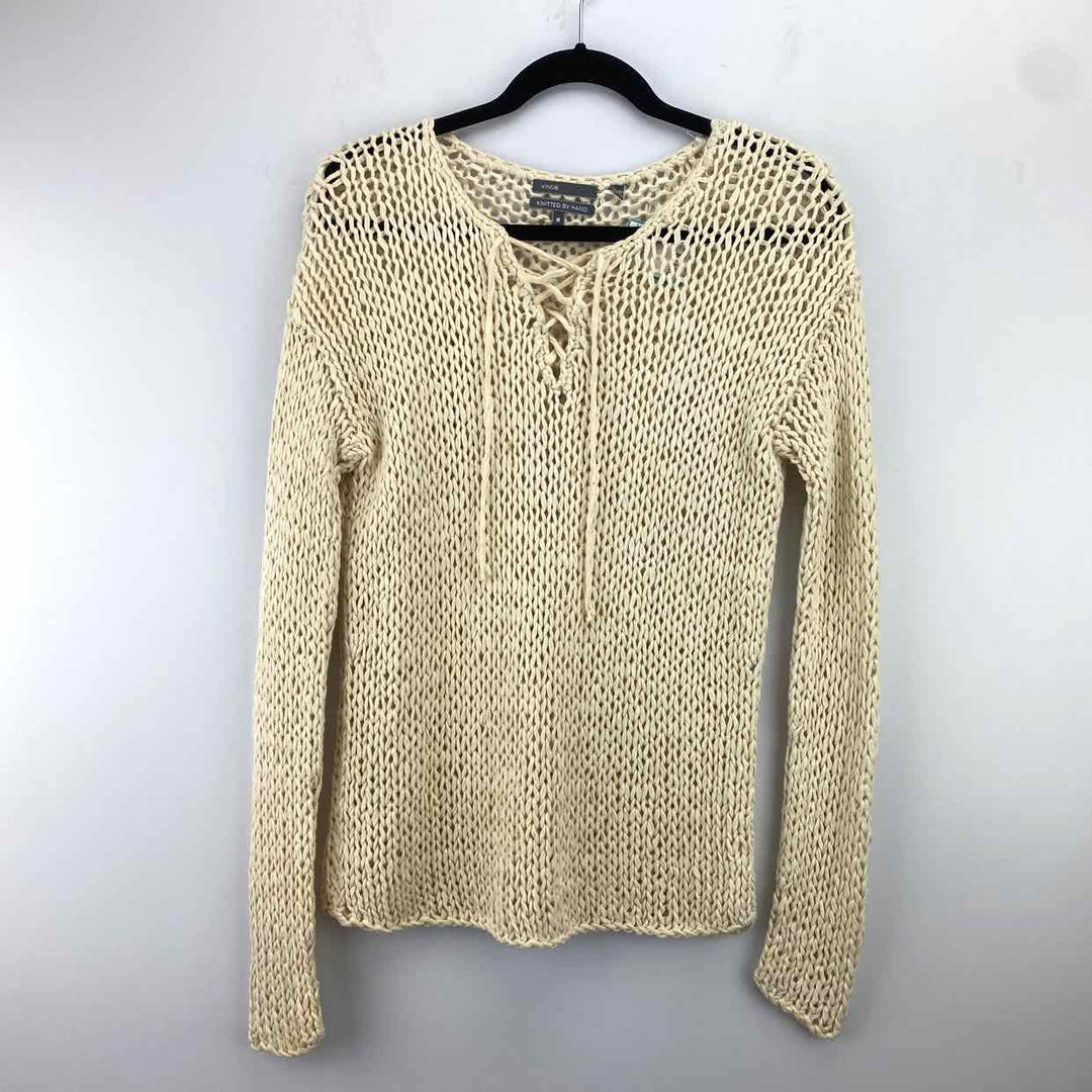 VINCE Sweater Cream / M VINCE Long Sleeve Women's OPEN KNIT Sweaters Women Size M Cream Sweater