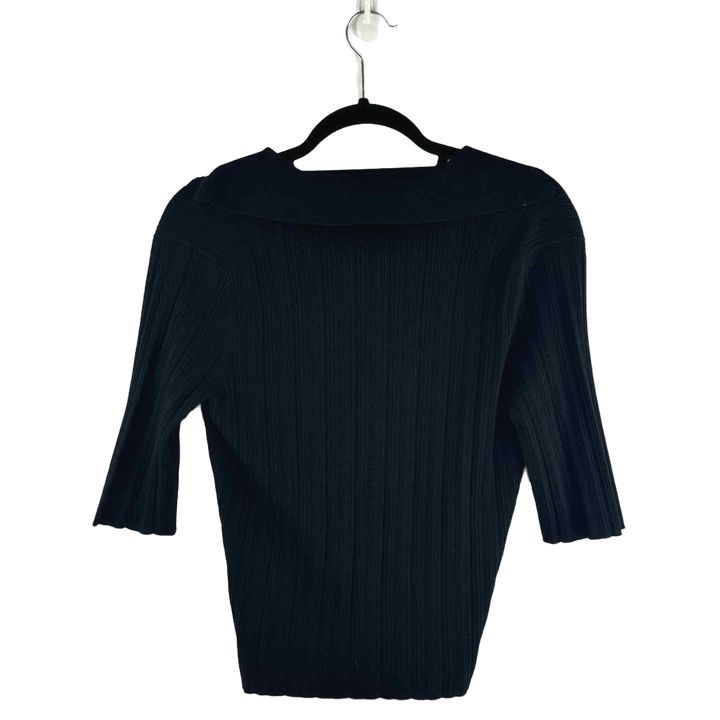 VINCE Top Black / M VINCE Cropped Knit Collared Women's Sweater - Size M